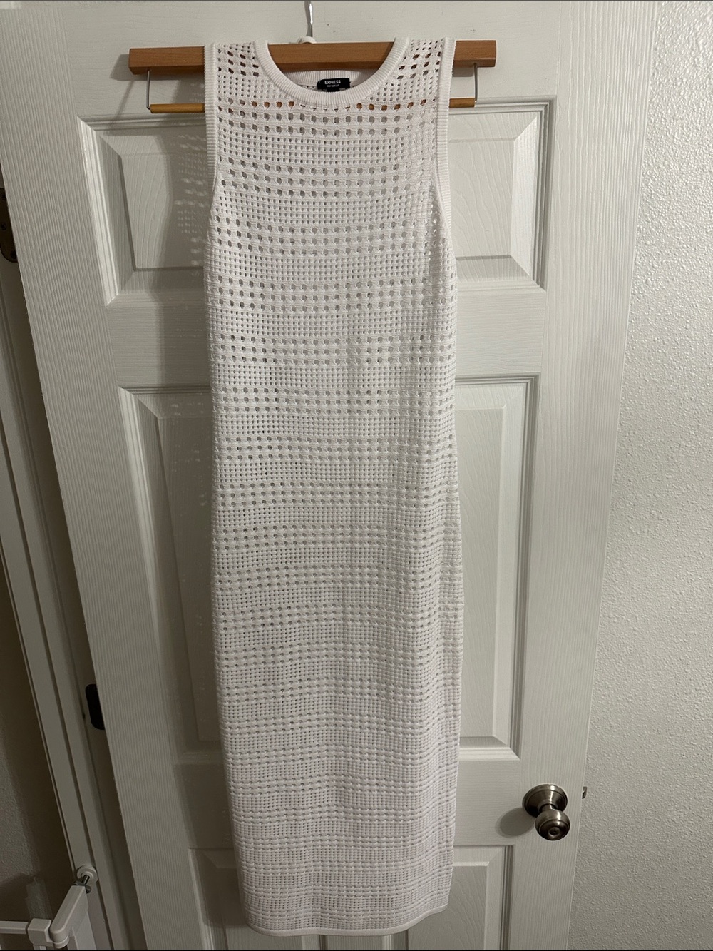 Express White Crochet Maxi Dress